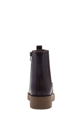 Lucky Brand Ressy Black Leather Almond Toe Chelsea Style Block Heel Ankle Boots
