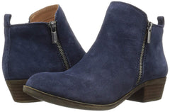Lucky Brand Women's Basel Bright Blue Navy Suede Low Cut Ankle Booties