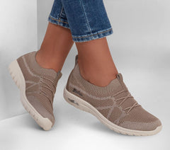 Skechers Arch Fit Flex Charcoal/Grey Breathable Mesh Slip On Rounded Toe Sneaker