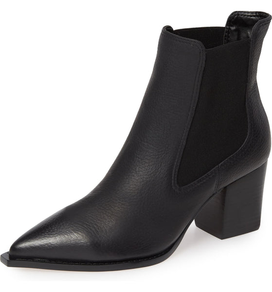 Lust For Life Tenesse Black Leather Pull On Chelsea Stacked Heel Ankle Boots (Black, 7)