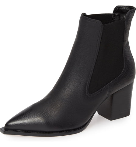 Lust For Life Tenesse Black Leather Pull On Chelsea Stacked Heel Ankle Boots (Black, 7)