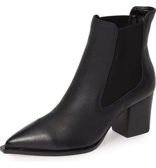 Lust For Life Tenesse Black Leather Pull On Chelsea Stacked Heel Ankle Boots (Black, 7)