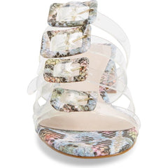 Cecelia New York Lincoln Silver Alabaster Slip On Open Toe Slide Sandals