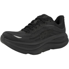 Hoka Womens Bondi 9 Black Fashion Lace Up Comfortable Cushion Platform Sneakers