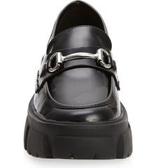 Steve Madden Trifecta Black Retro 90's Leather Platform Low Chunky Heeled Loafer