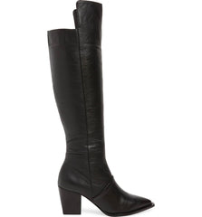 Lust For Life Tania Knee High Boot Black Leather Block Heel Designer Dress Boots