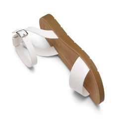 DREAM PAIRS Womens One Band Ankle Strap Buckle Flat Sandals
