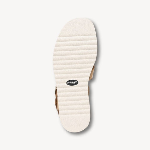 Dr. Scholl's Island Glow Warm Tan Ankle Strap Rounded Open Toe Flats Sandals
