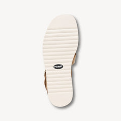 Dr. Scholl's Island Glow Warm Tan Ankle Strap Rounded Open Toe Flats Sandals