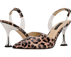 Nine West Heat 3 Leopard Pointed Closed Toe Traslucent Detailed Heeled Sandal