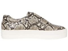 JSlides Women's HEIDI Slip-On Round toe Platform Sneaker BEIGE/BLK EMB