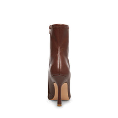 Steve Madden Katerina Brown Leather Bootie Squared Toe Stiletto Heeled Boots