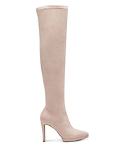 Jessica Simpson Vallrie Taupe Suede High Heel Over The Knee Pointed Toe Boots