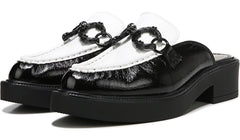 Circus by Sam Edelman Nancy Black White Rounded Toe Patent Slip On Dress Mules