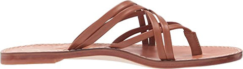 Sam Edelman Marinea Saddle Leather Slip On Open Toe Strappy Flat Slides Sandals