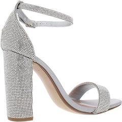 Steve Madden Carrson Crystal Ankle Strap Open Toe Block Heeled Dress Sandals