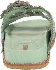 Sam Edelman Oaklyn Mint Woven Leather Buckle Embellished Strap Slides Sandals
