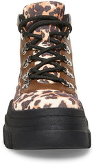 Steve Madden Vermont Leopard Multi Lace Up Hiker Chunky Combat Ankle Bootie