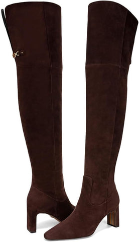 Sam Edelman Shea Cafe Noir Pointed Toe Block Heeled Over The Knee Fashion Boots