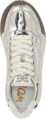 Sam Edelman Layla Silver Specchio Lace Up Low Top Chunky Heeled Sneakers