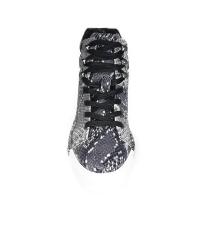 Cecelia New York Silow Leather Platform High Top Sneaker Black/White Snake
