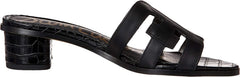Sam Edelman Illie Black Slip On Open Rounded Toe Block Heeled Slides Sandals