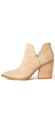 Steve Madden Alyse Tan Side Cut Block Heel Pointed Toe Fashion Leather Booties