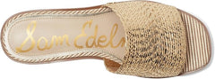 Sam Edelman Sabrina Sunny Gold Leather Squared Open Toe Slip On Mules Sandals