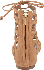 Sam Edelman Lara Camel Squared Open Toe Tie Up Strappy Flats Gladiator Sandals