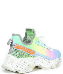 Steve Madden Maxima Lace Up Sneakers Boyfriend Chunky Platform Rainbow