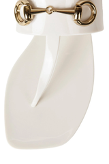 Jeffrey Campbell A Lil Bit Cream Shiny Slip On Open Toe Flat Thong Sandals