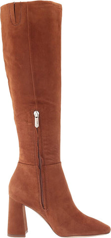 Sam Edelman Clarem Luggage Suede Block Heel Almond Toe Knee High Fashion Boots