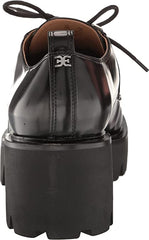 Sam Edelman Monna Black Lace Up Almond Toe Block Heel Platform Loafers