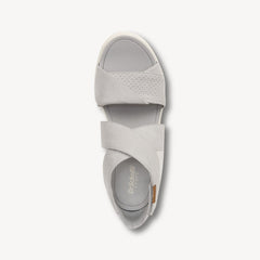 Dr. Scholl's Time Off Fun Vapor Grey Microfiber Rounded Open Toe Flats Sandals