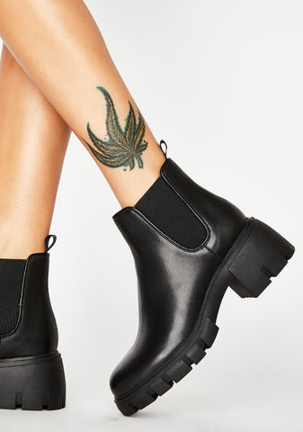 Steve Madden Women's Howler Block Heel Platform Ankle Boots Black Leather (9, BLACK)