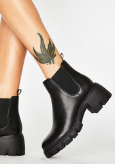 Steve Madden Women's Howler Block Heel Platform Ankle Boots Black Leather (9, BLACK)