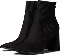 Steve Madden Scavenge Black Fitted Pointed Toe Block Heeled Ankle Booties