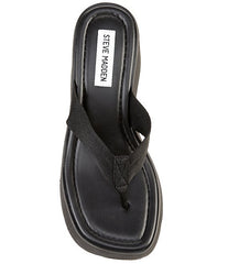 Steve Madden Gwen Black Slip On Squared Open Toe Platform Heeled Sandal