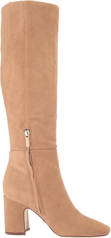 Sam Edelman Faren Golden Caramel Squared Toe Block Heeled Knee High Fashion Boot