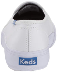 Keds Double Decker White Perforated Leather Low Top Rounded Toe Slip On Sneakers