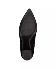 Nine West Ghost Black1 Leather Pointed Toe Block Heel V-Shaped Cutout Ankle Boot