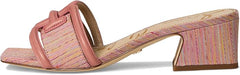 Sam Edelman Waylon Pink Lily Slip On Squared Open Toe Mule Block Heeled Sandals