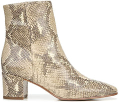 Sam Edelman Regaen Wheat Nude Multi Snake Square Toe Leather Heeled Booties