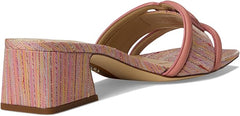 Sam Edelman Waylon Pink Lily Slip On Squared Open Toe Mule Block Heeled Sandals