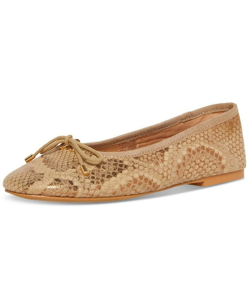 Steve Madden Blossoms Gold Snake Slip On Pointed Toe Bow Detail Ballet Flats