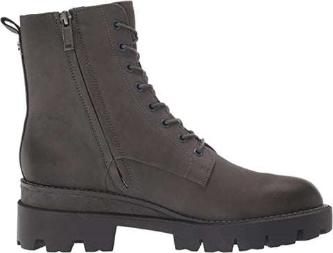 Sam Edelman Garret Moonlight Grey Leather Lace Up Platform Combat Ankle Boots