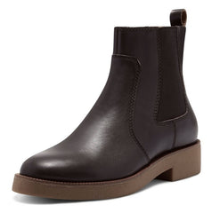 Lucky Brand Ressy Black Leather Almond Toe Chelsea Style Block Heel Ankle Boots