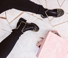 Cape Robbin Spiky Rager Black Vegan Leather Gold Spike Platform Chelsea Boot