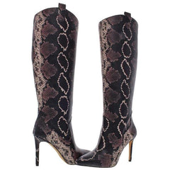 Vince Camuto Kervana Snake Embossed Pointed Toe Knee High Leather Dress Boot