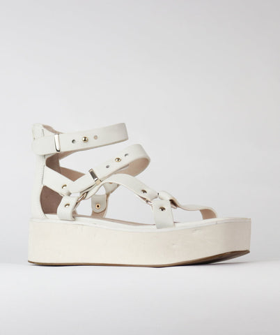 Cecelia New York Mighty Alabaster Buckle Ankle Strap Open Toe Platform Sandals